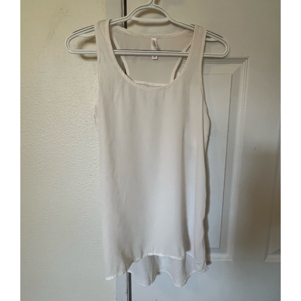 Sheer off white tank top